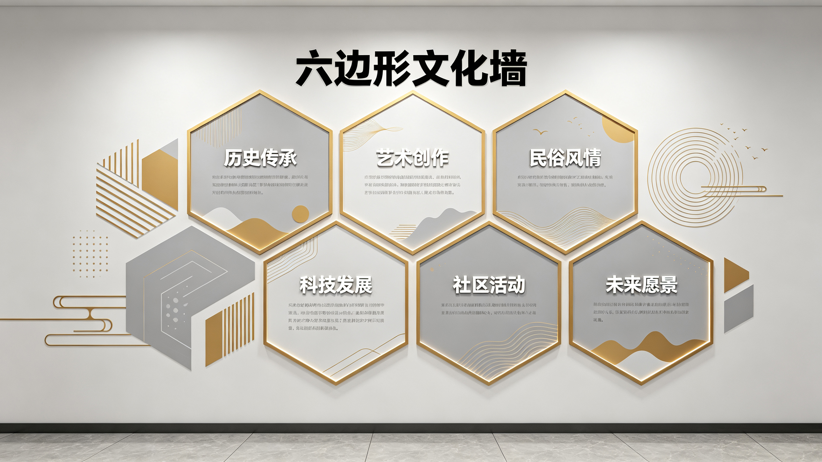 大方企业文化墙 | 六边形信息美学